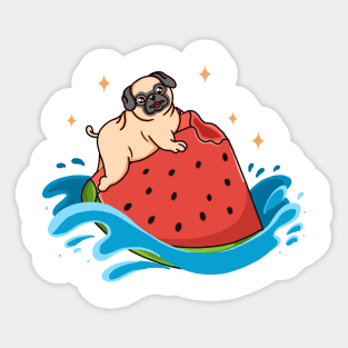 Pug Watermelon Sticker